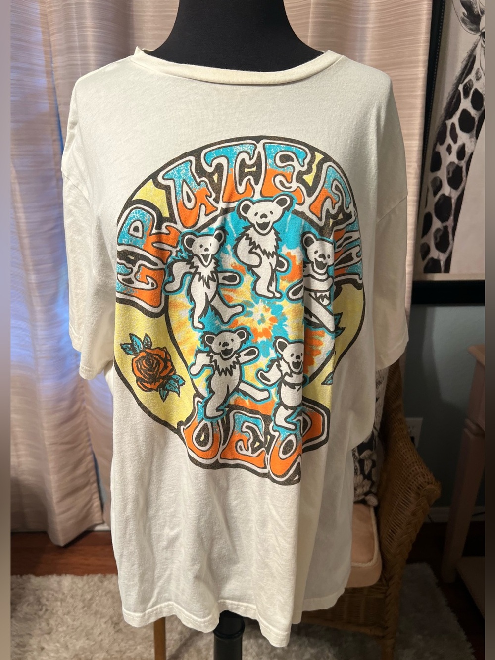 White Grateful Dead Dancing Bears Graphic Tee